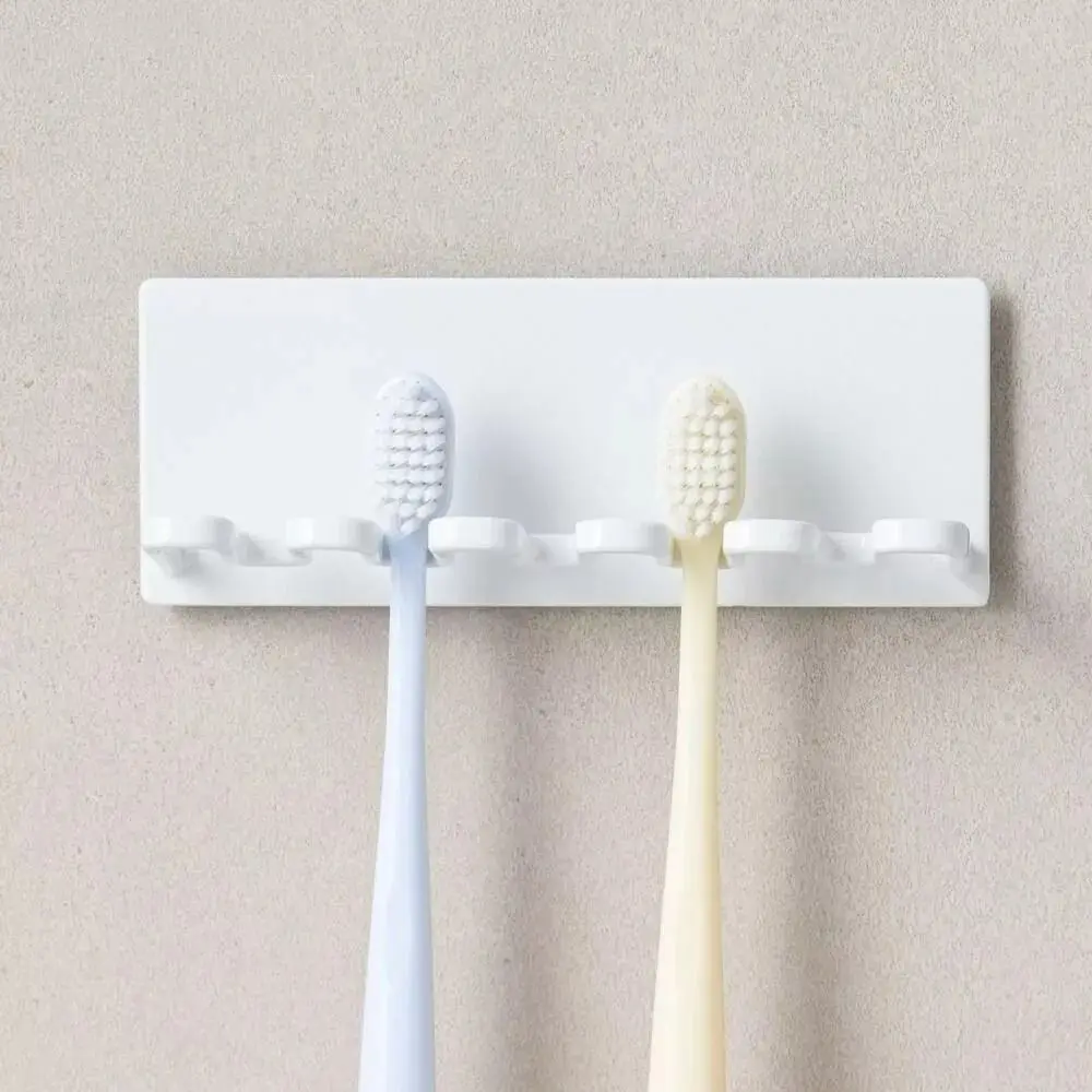 5 Slots Toothbrush Storage Rack Self-adhesive Wall-mounted Toothbrush Organizer Metal Durable Toilet Hanger Shelf Bathroom toothbrush holder,bathroom storage rack