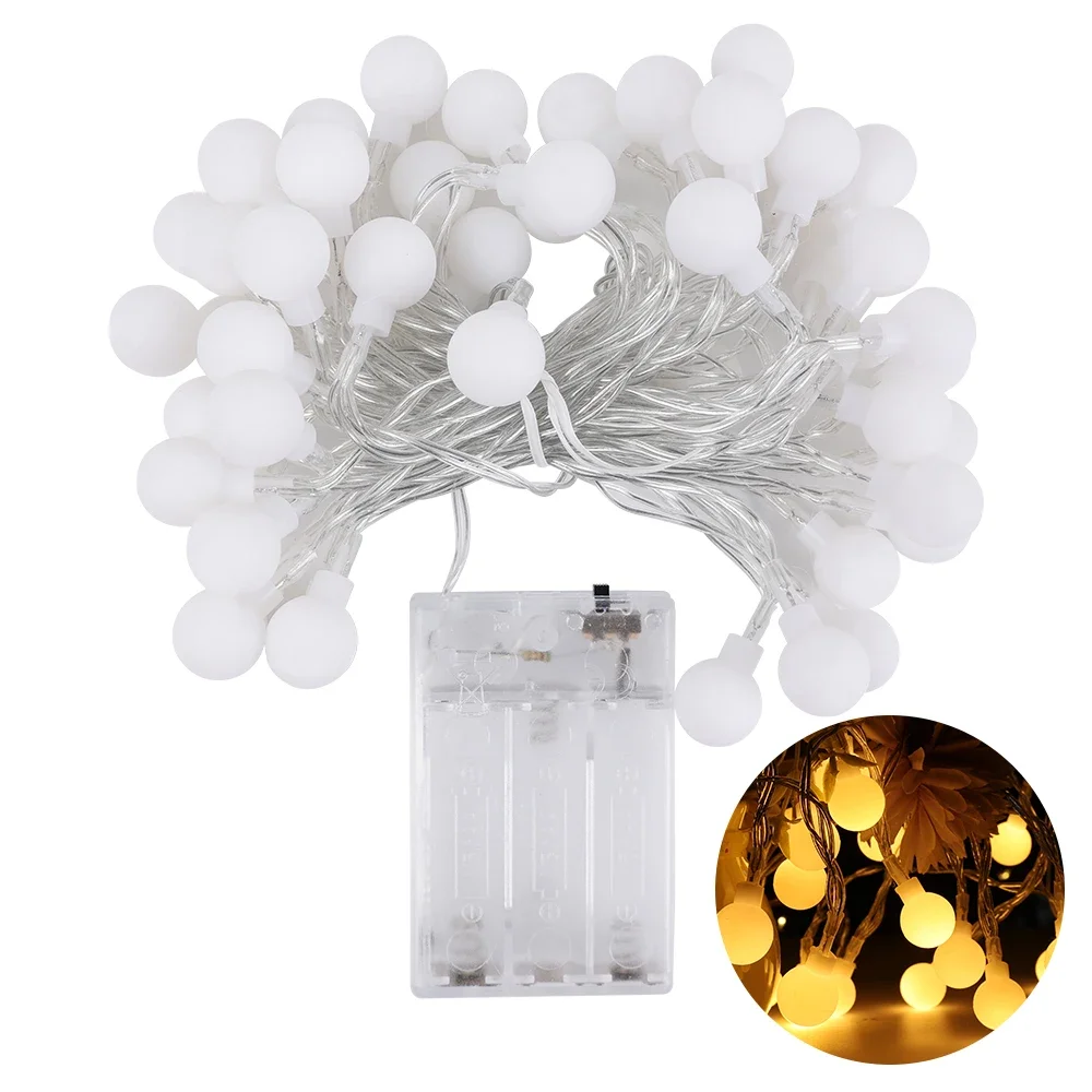 Clear string lights battery operated 10 cm 100 white cold LEDs