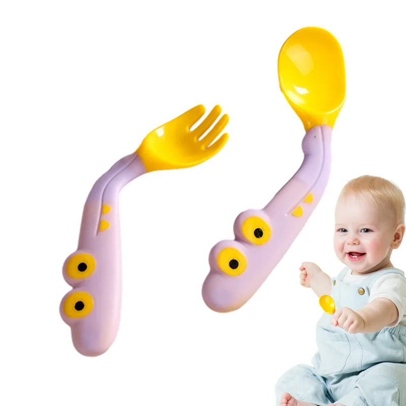 

Столовые приборы для малышей 360 градусов вилка и ложка для малышей от 6 месяцев принадлежности для кормления малышей для супа салатов каши Pi