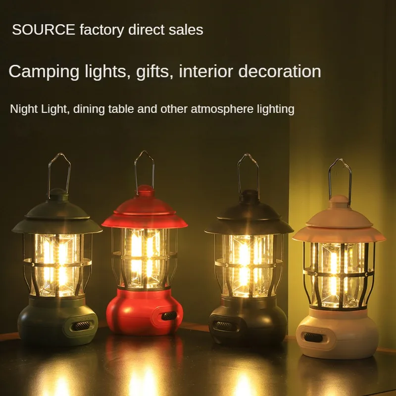 

2023 Outdoor Tente Familiale Camping Lights Atmosphere Lighting Camping Lamp Retro Horse Lantern Gift USB Charging Camping Light