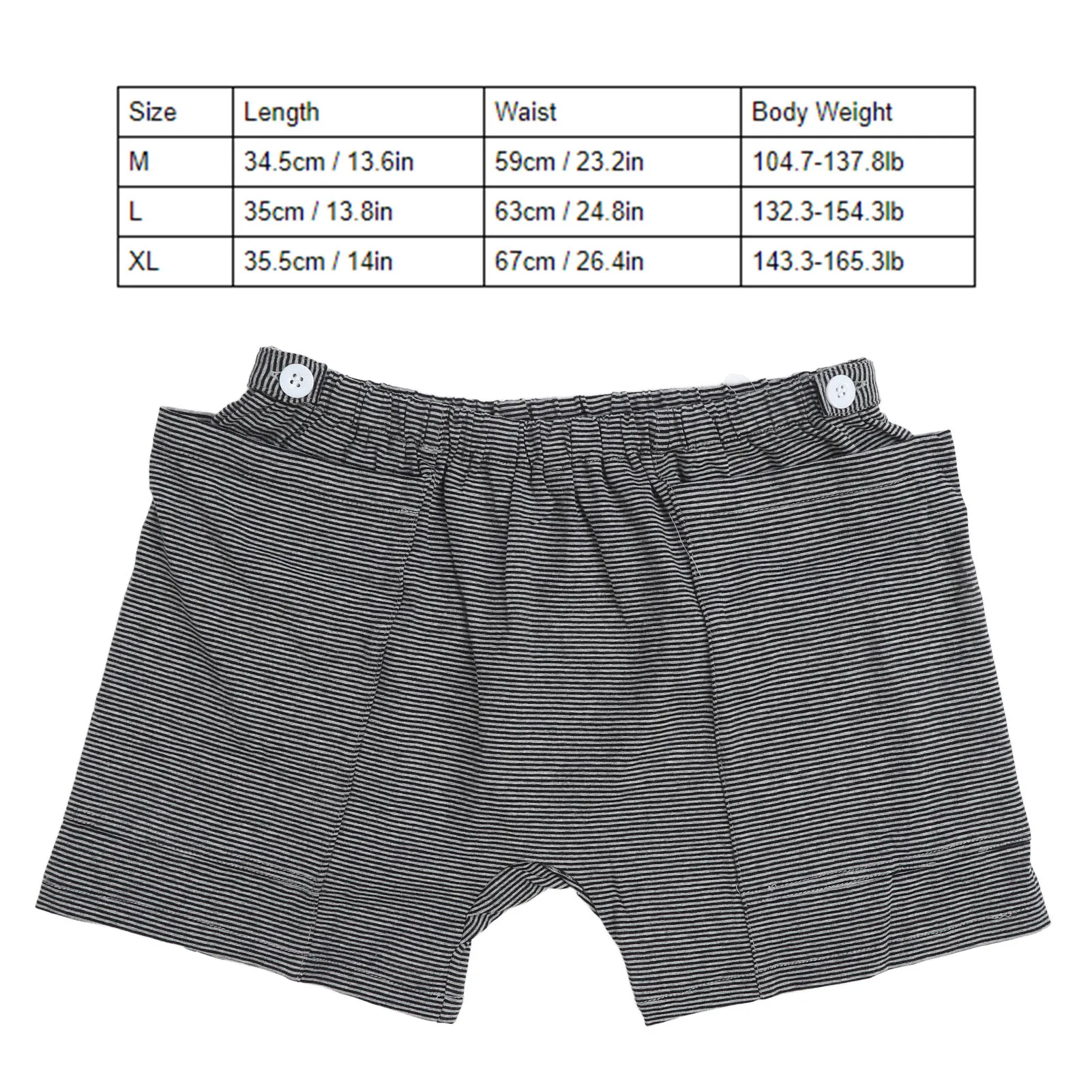 Incontinence Care Pants Breathable Catheter Underwear Double Pocket Fit 2000ml Bags Black White Stripes for Ostomy for Elderly 6