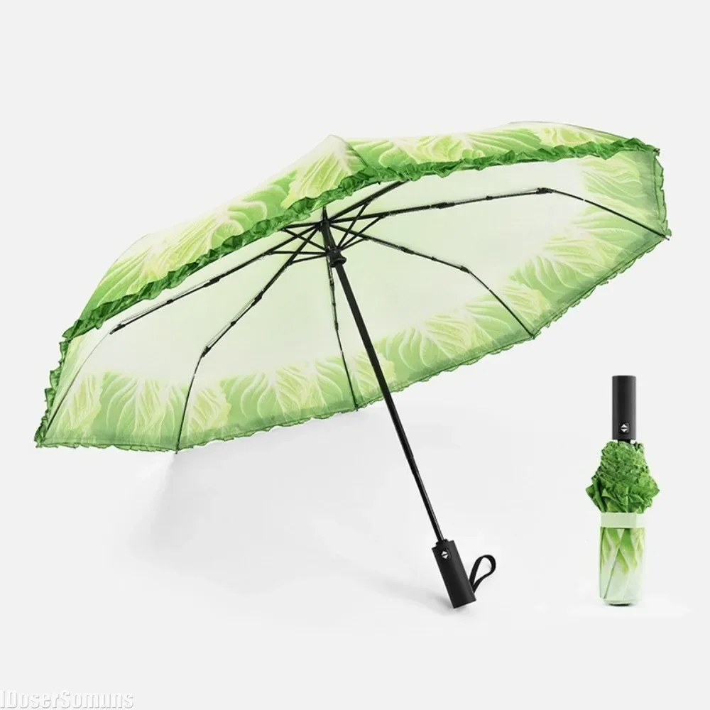 Creative Cabbage Umbrella UV Protection Beach Funny Vegetable Umbrella Parasol Gifts Lettuce Folding Rainy and Sunny Umbrellas