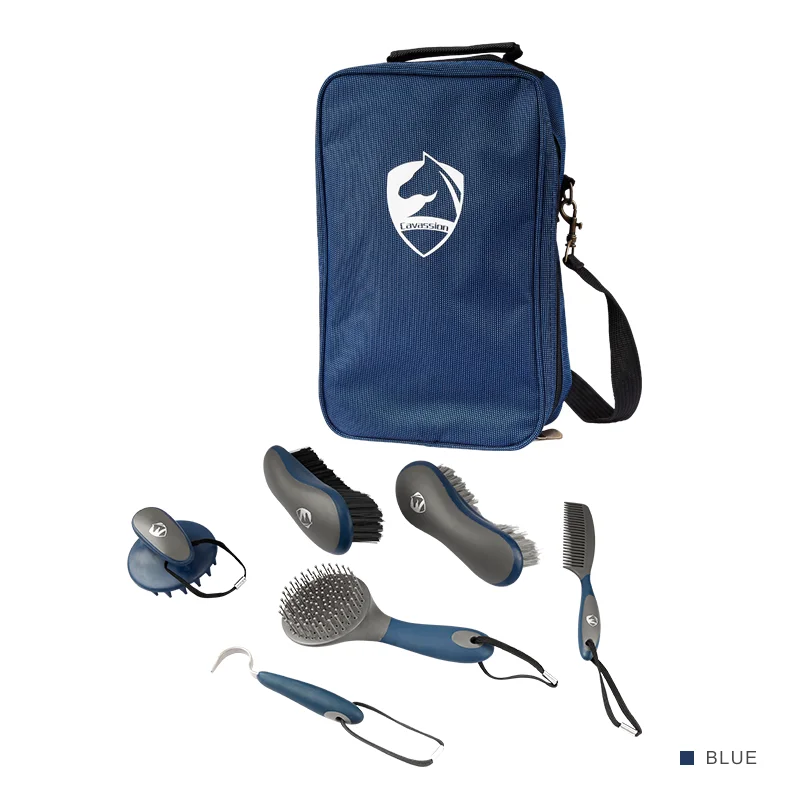 Lot De Brosses De Toilettage Pour Cheval - Marque Kincade - Couleur Bleu Ombré