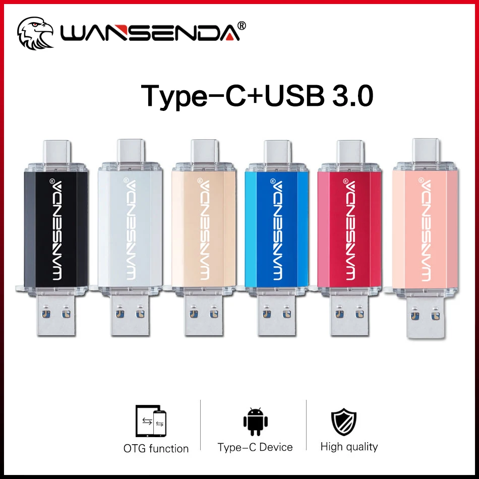 Hotsale WANSENDA OTG USB Flash Drive Type C Pen Drive 512GB 256GB 128GB 64GB 32GB 16GB USB Stick 3.0 Pendrive for Type-C Device metal otg 3 in 1 type c pendrive 32gb cle usb 16gb pen drive 128gb 64gb usb 3 0 type c flash drive pen 8gb memory disk for phone