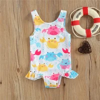 0-36m Baby Girls Bodysuit Bathing Suit Summer Cute Crab Donut Printing Sleeveless Swimwear For Infant Girls 4