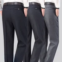 Men's Lightweight Business Casual Pants Summer Thin Autumn Thick Solid Gentle Trousers Male Brand Fashion Suit Pant Black Grey
