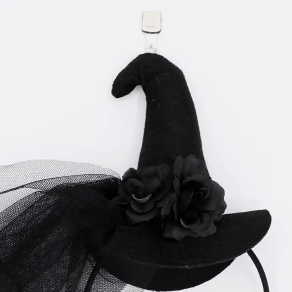 1PC Gothic Halloween Live Broadcast Hairband Women Photoshoots Hairband Witch Hat&Black Yarn Veil Headbands Black Color