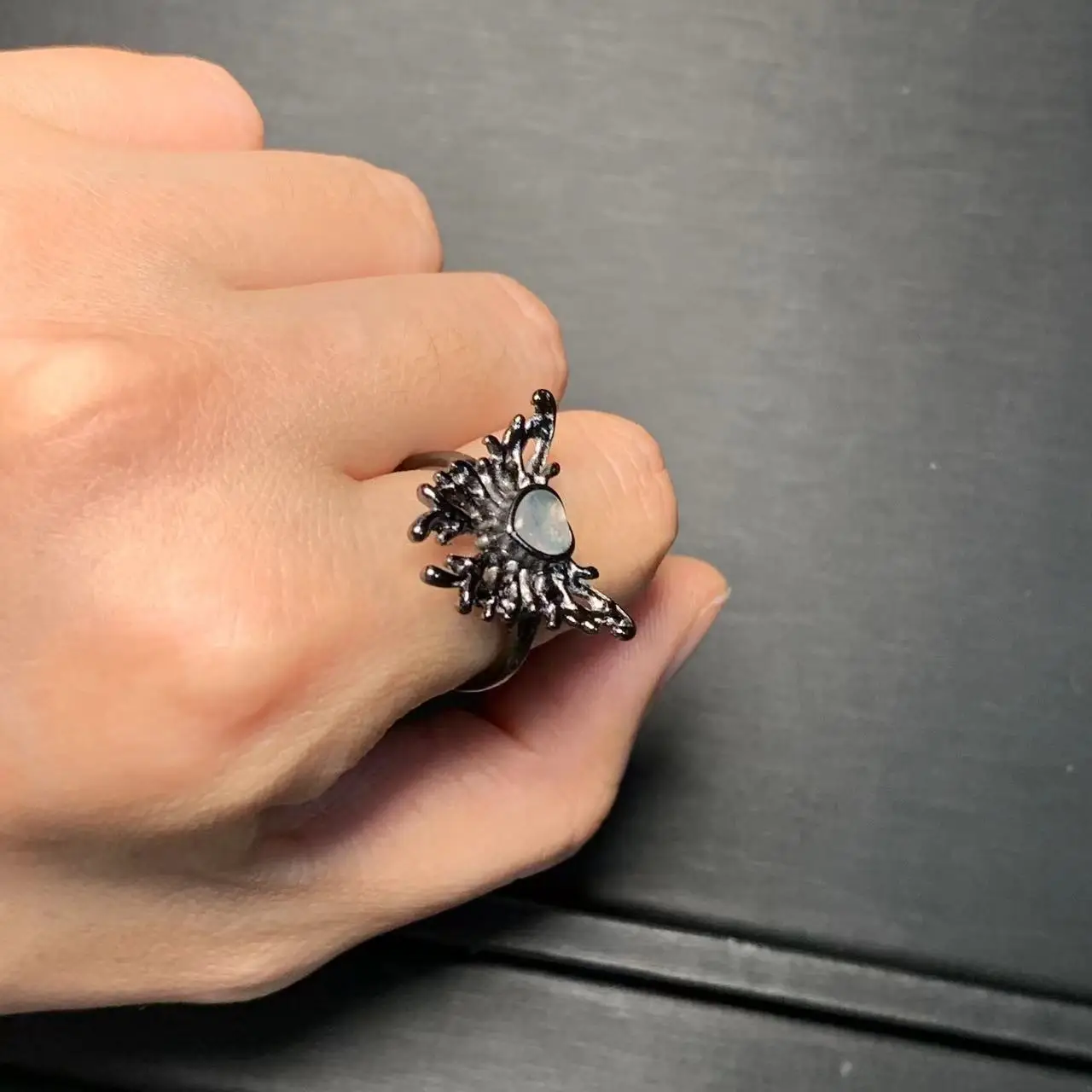 MM Natural Moonstone Ring Adjustable Female Oval  light ring Jewelry for Women Gift Wholesale High Quality Vintage Fine