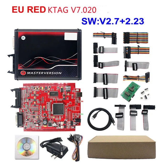 Online Red EU KESS 5.017 V2.8 Ktag V7.020 OBD2 Manager Tuning Kit KESS V5.017 4 LED K-t LED BDM FRAME No Tokens high quality auto inspection equipment Code Readers & Scanning Tools