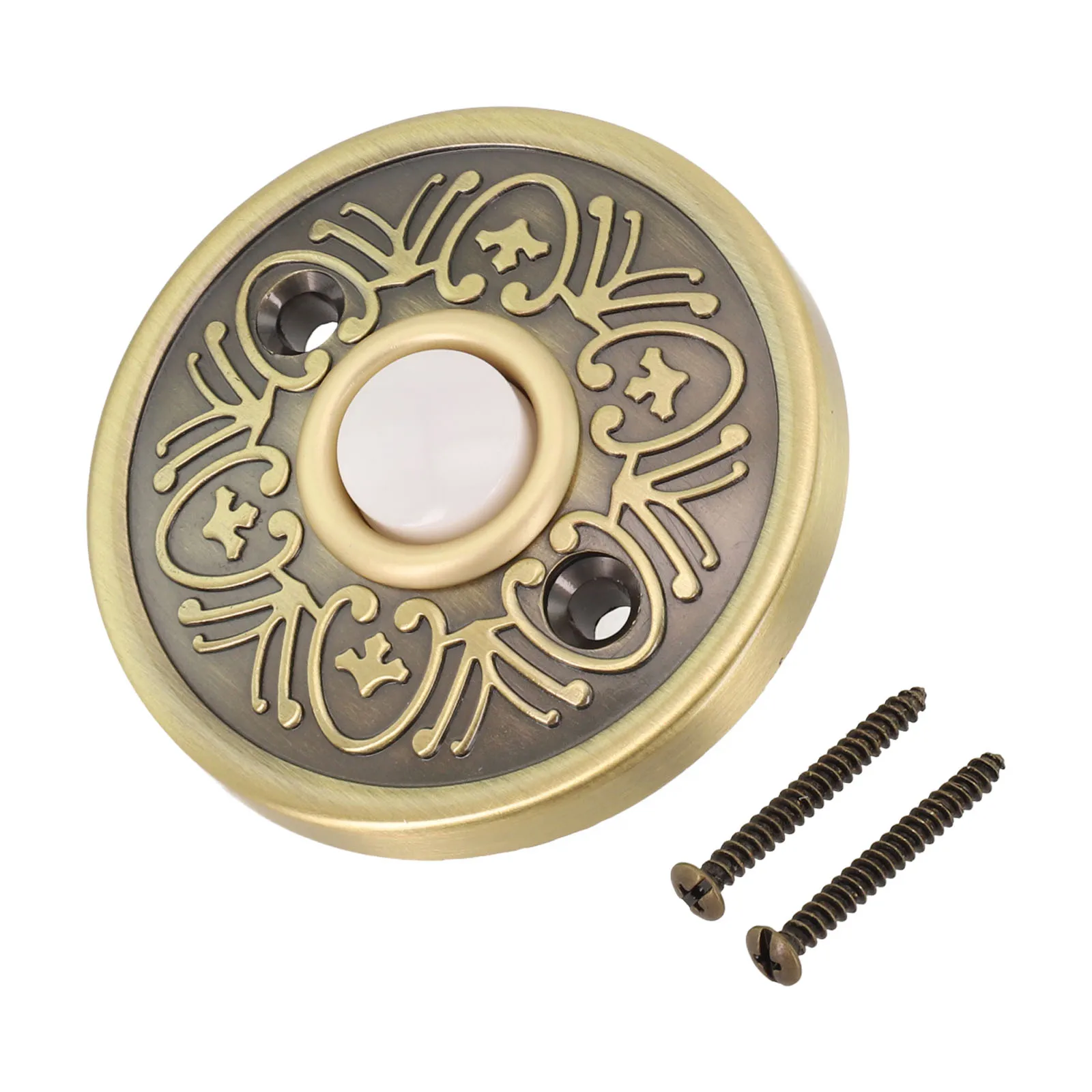 Metal Doorbell Push Button Antique Bronze Wired Lighted Up LED Doorbell Button 5.6cm Round Wall Mounted Switch
