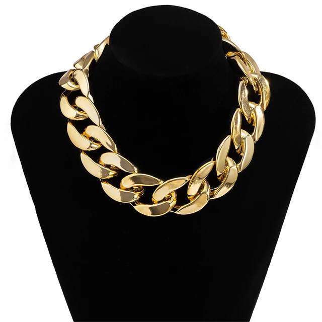 Lacteo Punk Multi Layered Golden Chain Choker Necklace Jewelry for Women Hip Hop Big Thick Chunky Clavicle Chain Charm Necklace LC3171529