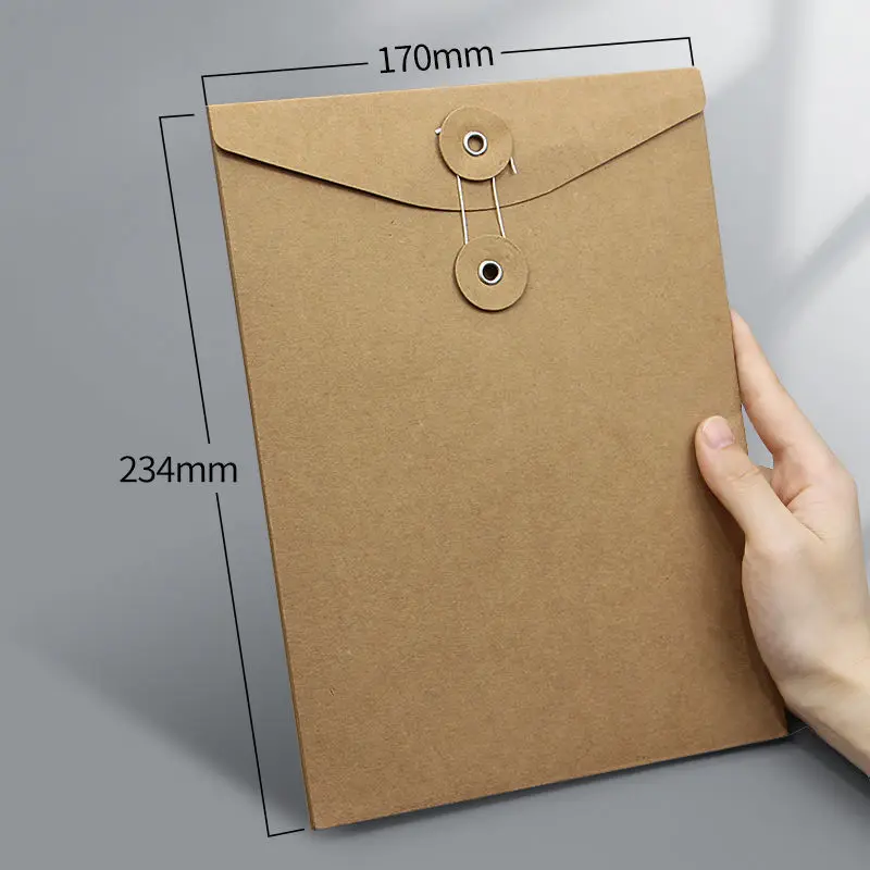 10PCS A4 Kraft Paper File Bag With String Project Folder Bag File Data Book  Large Envelopes School Office Stationery