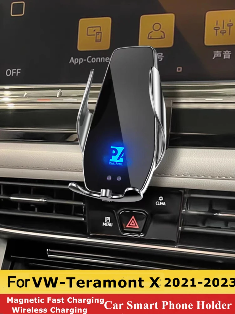 

For 2021-2023 Volkswagen VW Atlas Teramont Phone Holder Wireless Charger Car Mobile Phones Mount Bracket GPS Support