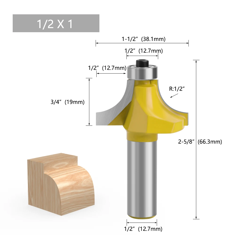 LAVIE 6-teiliges 12-mm-1/2-Zoll-Schaft-Eckfräser-Set mit rundem Über- und Perlenkanten-Fräser-Set, C3-Zapfenschneider mit Hartmetallspitze für Holz MC03138 – Detail 15