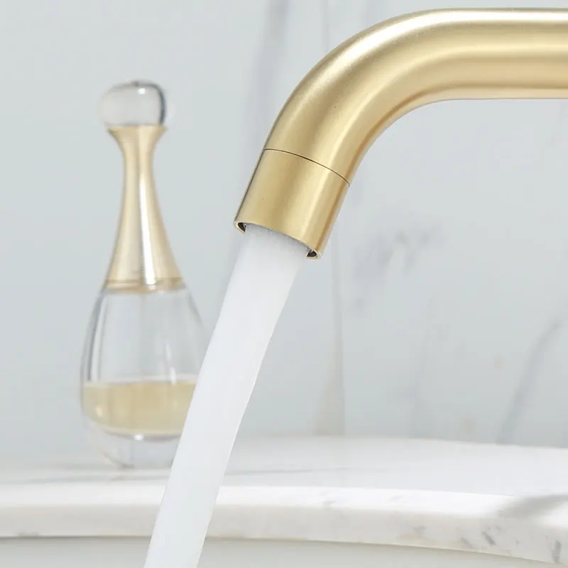 

Sijie Noah brushed gold 304 stainless steel faucet Nordic light luxury single hole bathroom basin faucet gold