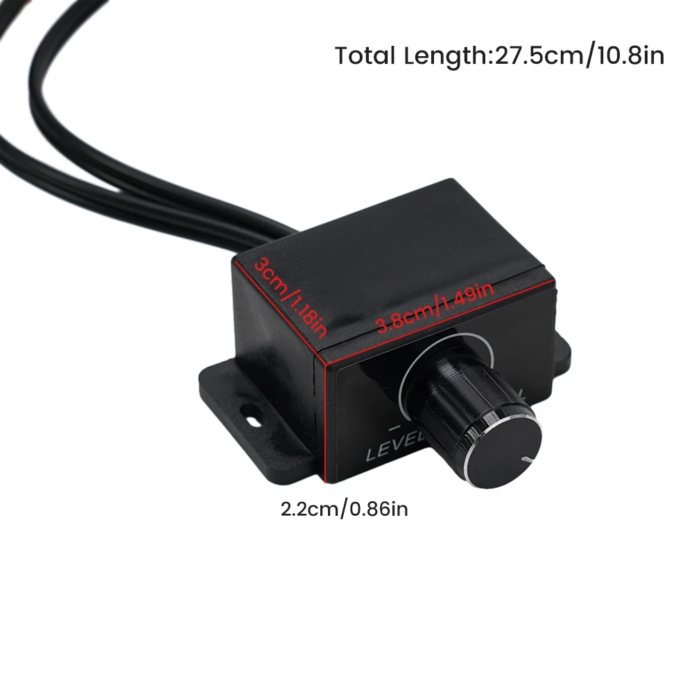 

Accessories Volume Control Knob 1Pcs 27.5cm Audio Bass RCA Level Remote Audio Controller Black Car LC-1 Plastic
