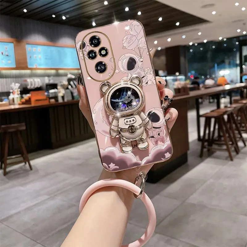 Enhanced Space Travel Holder Lanyard Plating Phone Case - Soft Back Cover
