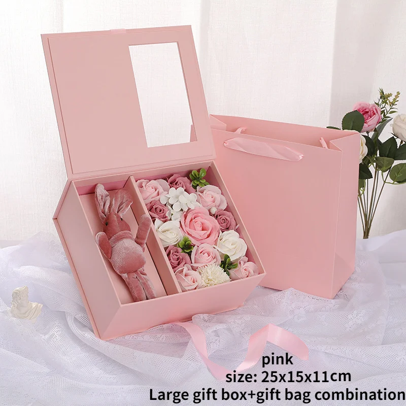 

20pcs Valentine's Day Surprise Flowers Packaging Wedding Bride Rose Window Opening Gift Box Holiday Packaging Gifts