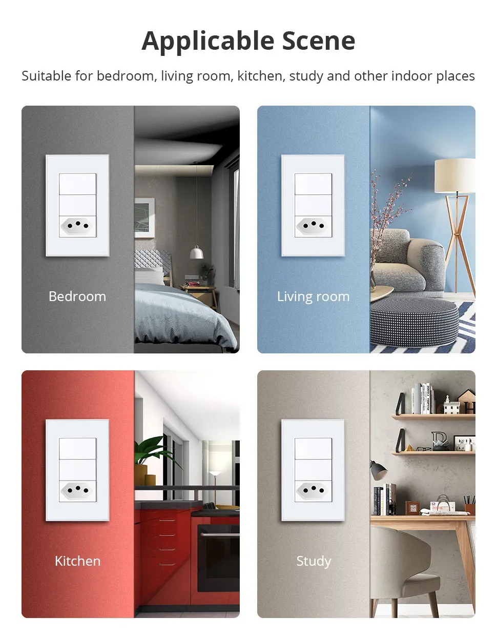 20A Zigbee Smart Brazil Socket with Two Push Light Switch Brazilian Wall Outlet