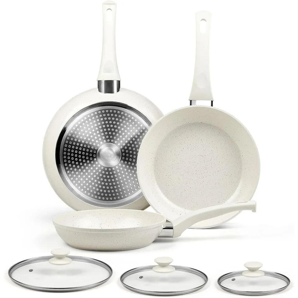 Nonstick Ceramic Frying Pan Set with Lids