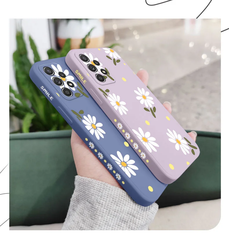 kawaii phone case samsung Chrysanthemum Case For Samsung A73 A72 A71 A23 A52 A52S A51 A42 A41 A32 A22 A21S A12 A02S A02 4G 5G  A53 A33 A13 A03S A03 Cover kawaii phone cases samsung