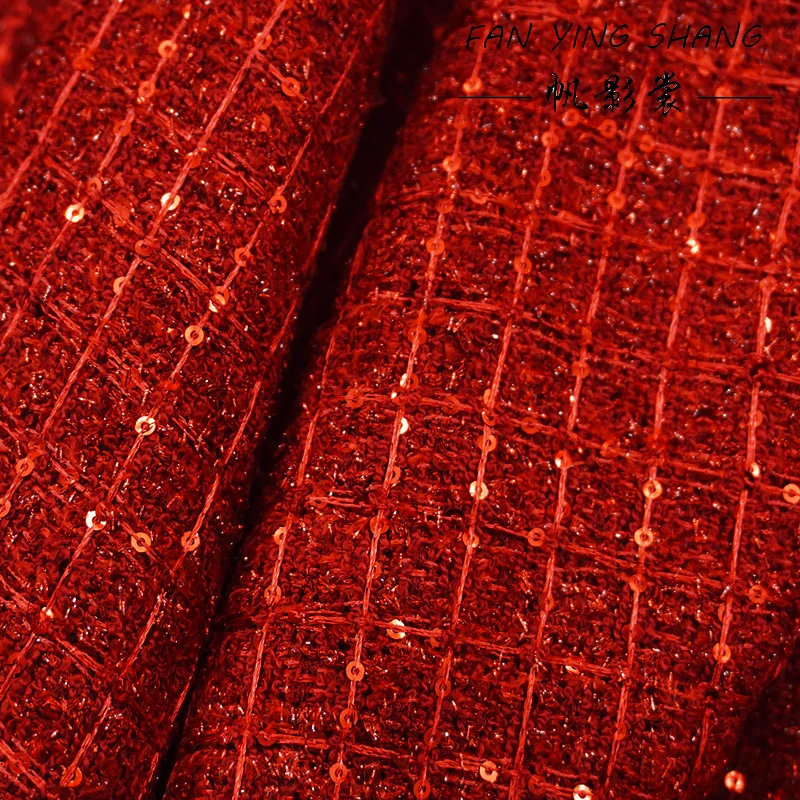 Red Plaid Tweed Coat Fabric - Premium DIY Material
