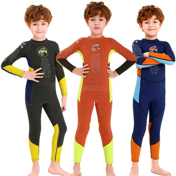 2.5mm Neoprene Kids Full Body Lycra Dive Skin Girls Boys Swimsuit Bathing Suit Sunsuit UPF 50+ Surfing Snorkel Dive Suit Wetsuit 1