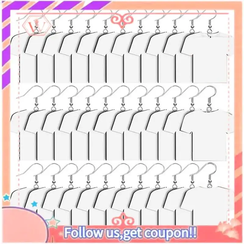 48Pcs Sublimation Earrings Blank Jewelry Earrings Wooden MDF Sublimation Football Shirt DIY Blank