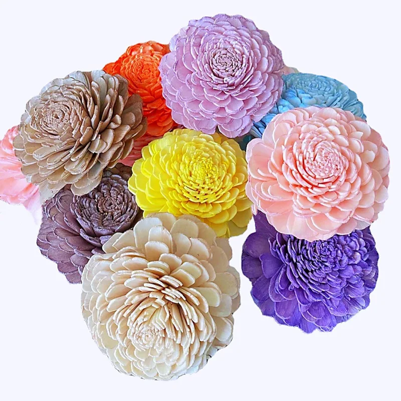 

30PCS 4.5CM Fragrance Accessories Chrysanthemum Dried Flowers Hand-made Sola Flower Home Decor Rattan Flowers