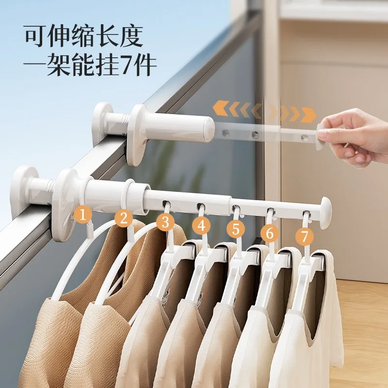 1Pc Extendable Clothes Drying Rack Portable Travel Drying Rack No-drill Fold Space Saving Stretchable Clothes Hanger Drying Rack 4