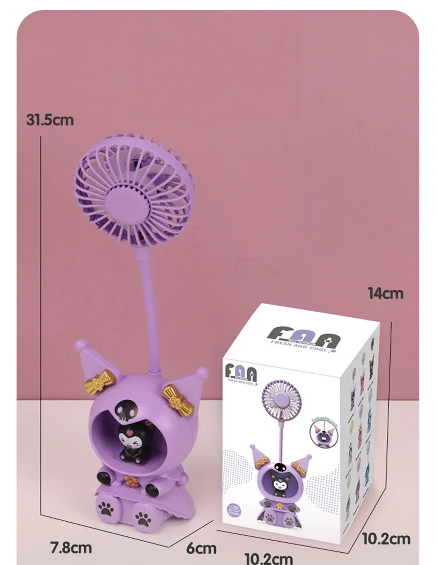 Sanrio Mini Fan pencil 3-in-1 sharpener Led Desk Lamp With Pencil Sharpener Foldable Light Cute Desk Lamp Gift 6