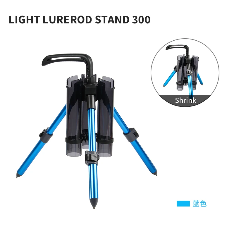 Portable Fishing Rod Support Tripod with Lure Box and Accessory Holder