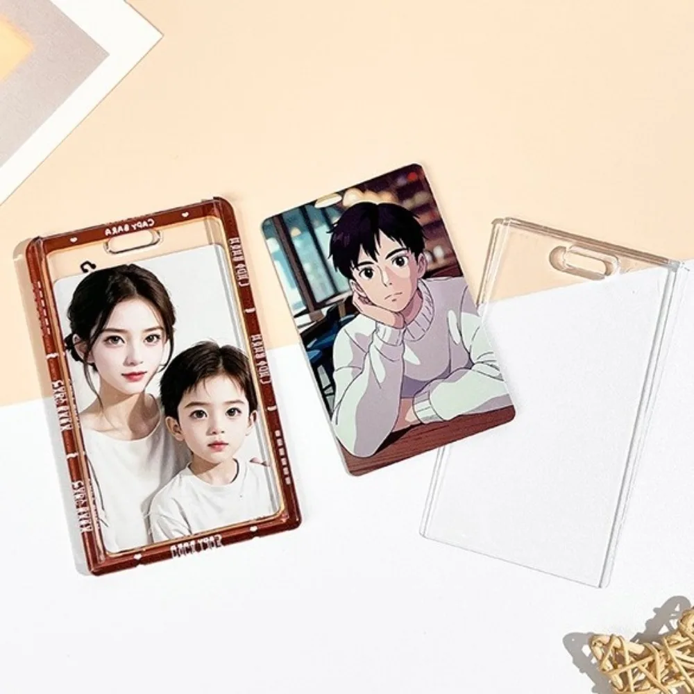 Cute Cartoon Capybara Photocard Holder Transparent Keychain Idol Card Collect Organizer with Lanyard ID Holders Photo Storage