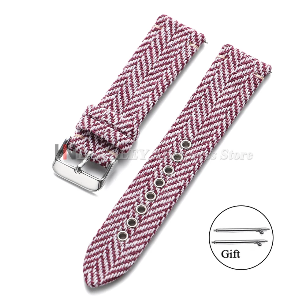 Vintage Weave Leather Nylon Quick Release Watch Band - Classic Replacement Wristband
