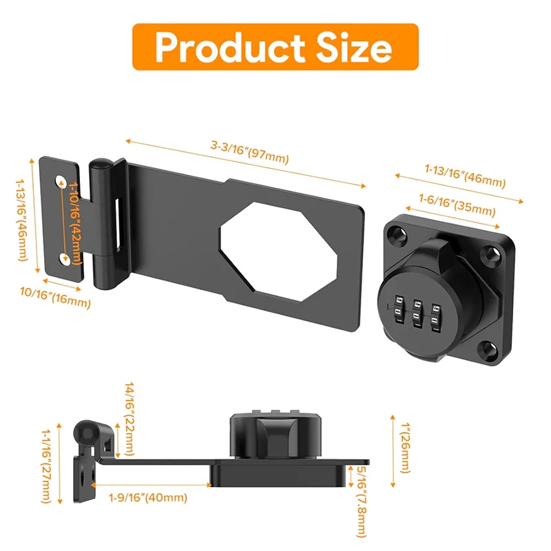 Keyless Cabinet Combination Latch,Cabinet Password Locks For Cabinet,Mailbox,Office File Cabinet Lock 90&deg;Angle Easy To Use Black