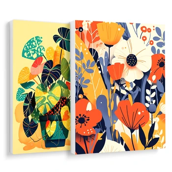 RUOPOTY-Peinture par numéros avec cadre, pour maire intérieur, plante simple, jaune vert, décoration murale encadrée, art moderne, cadeaux 1