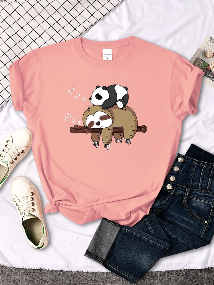 Panda & Sloth Graphic Women's Oversized Round Neck T-Shirt