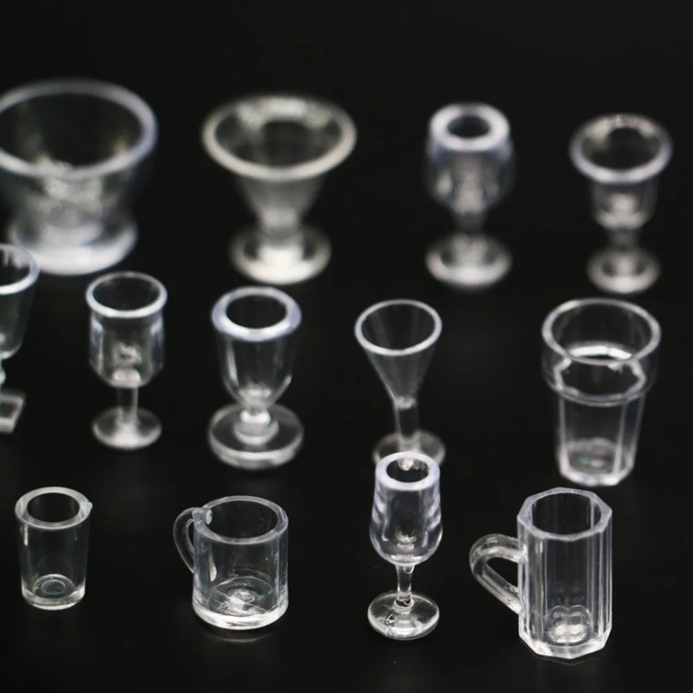 10Pcs/Set Simulation 1:12 Dollhouse Furniture Water Cup Red Wine Glass Dollhouse Wine Glass Funny DIY Craft