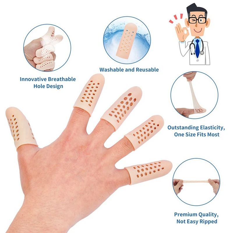 32Pcs Silicone Finger Protectors Breathable Finger Caps Fingertips Covers Sleeves Support for Cracking finger protector finger guard
