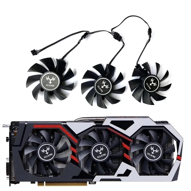 3Pcs 75Mm 4Pin Igame Gtx 1060 Per Igame Colorato Geforce Gtx 1070Ti Gtx 1080 Gtx 1050 Ventola Della Scheda Grafica