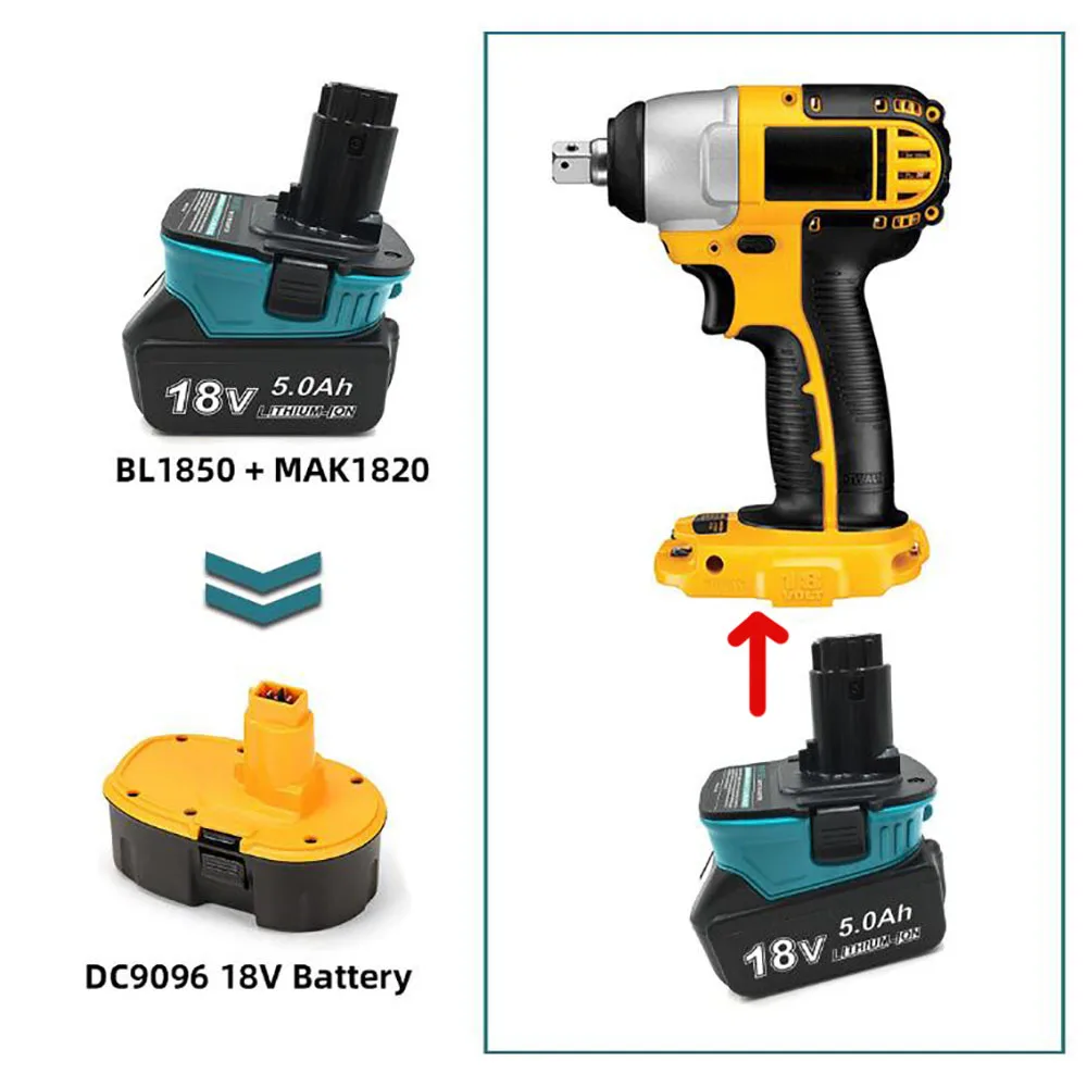 DM18M Battery Adapter Converter For Milwaukee 18v OR Dewalt 20v To Makita 18v Battery - Battery Mate