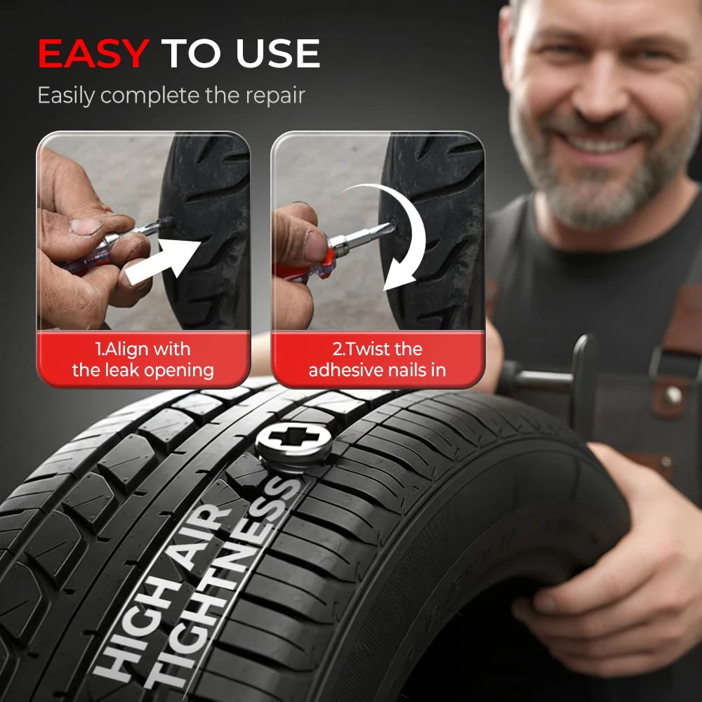 20PCS 타이어 수리 세트 실리콘 나사 진공 타이어 수리 못 고무 나사 스크루드라이버 빠른 셀프 서비스 타이어 수리 도구