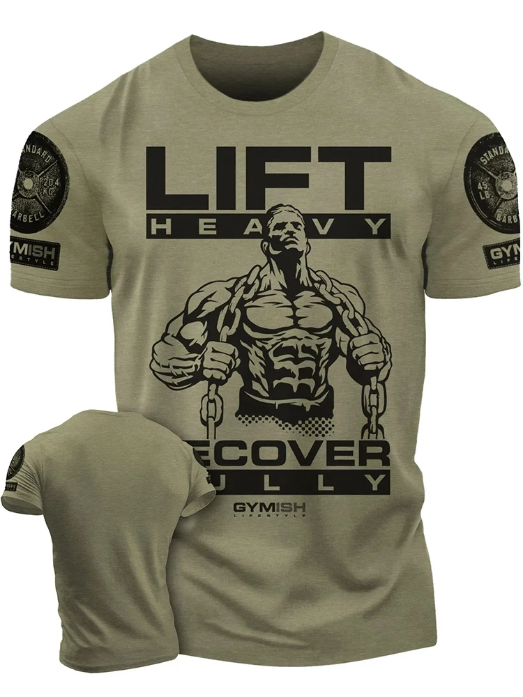 thumbnail image 1 of Camiseta de entrenamiento completa con estampado 3D, divertida camiseta de gimnasio, camiseta de manga corta de algodón de alta calidad para hombre, camiseta de hombre duro, 1 of 4