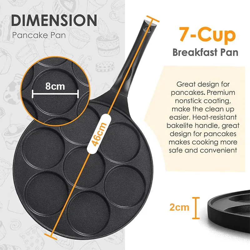 Egg Frying Pans Double Side Egg Cooker Pan, 4 Cups Nonstick Omelet Pan,  with Cartoon Animal Pattern Breakfast Burger Cooker for Pancake Kitchen