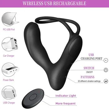 3 in 1 Cock Vibrator Prostate Massager Butt Anal Plug Vibrators Male Masturbator Anal Sex Toys For Men Adult Prostate Stimulator 5