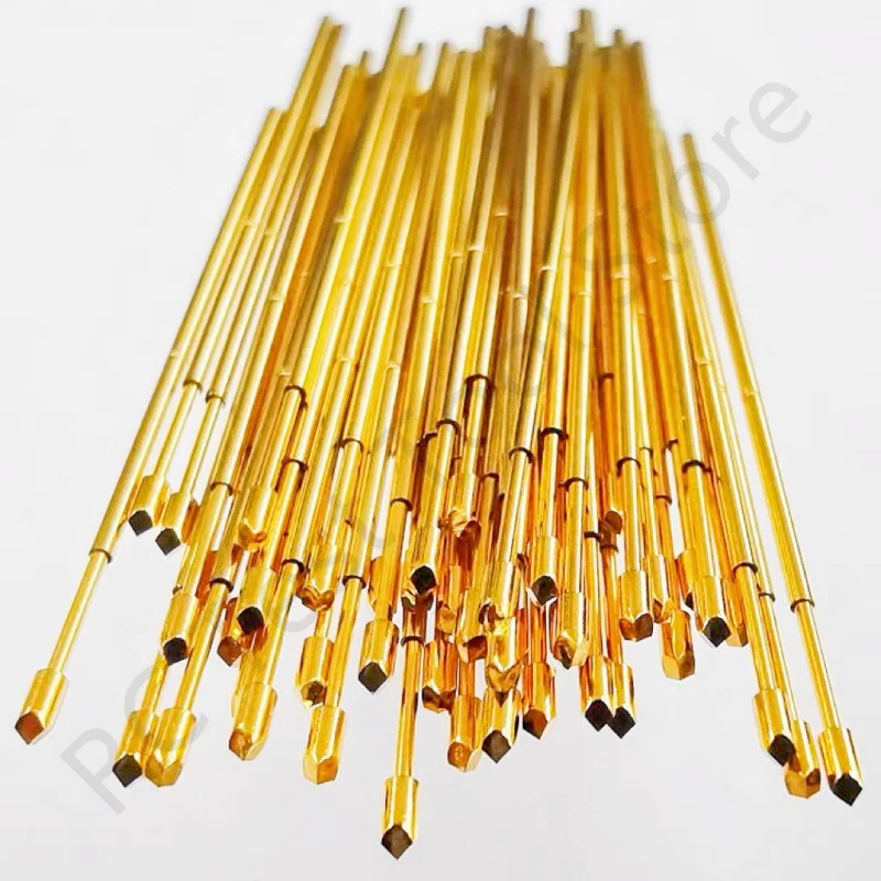 100PCS PAL50-T2 Spring Test Probe PAL50-T Test Pin Tool 27.8mm Dia0.68mm Gold Needle Tip Dia 0.90mm Pogo Pin PL50-T PL50-T2