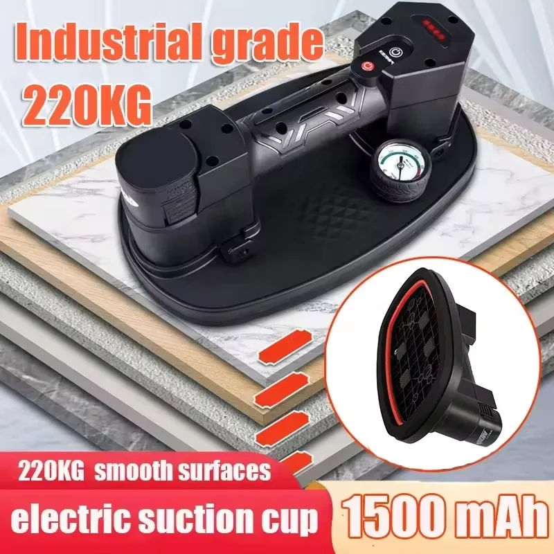 220kg Load Electric Vacuum Suction Cup Battery Heavy Duty Automatic Replenishing Vacuum Glass Tile Slab Lifting Carry Tool