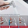 1 Set 304 Stainless Steel Wire Drawing Non-Punching Booster Toilet Spray Gun - Female Washing Device with Small Flower Sprinkler 5