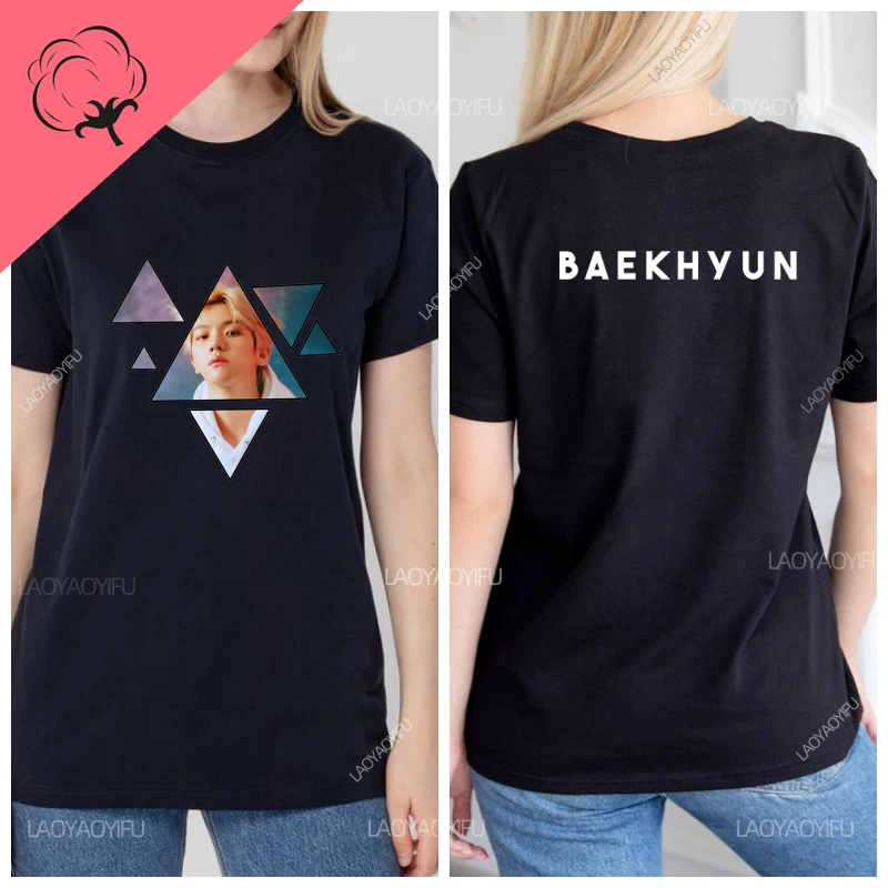 Фото Футболка Baekhyun Byun Baek-hyun мужская с коротким рукавом, забавная тенниска из супер 100% хлопка, винтажная одежда в Корейском стиле №5