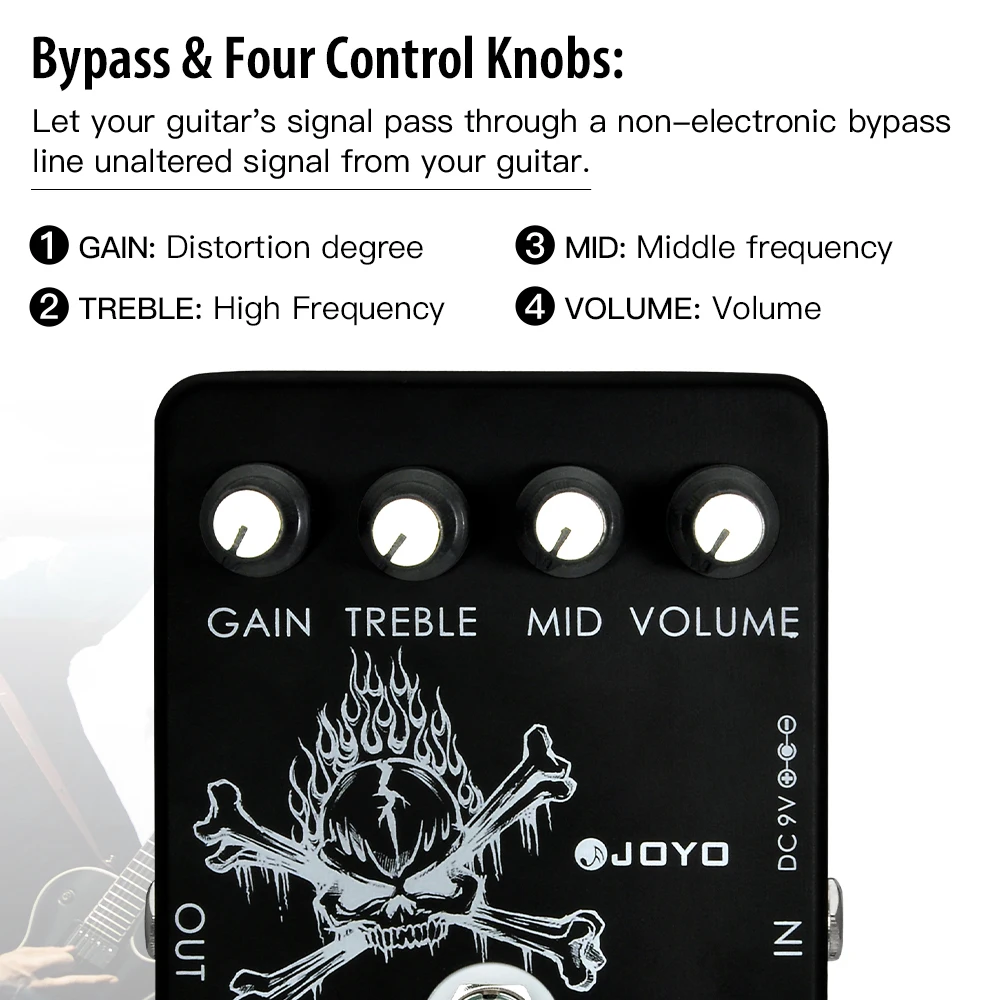 JOYO JF-04 HIGH GAIN DISTORTION Guitar Pedal from Blues Rock Crunch to Snarling